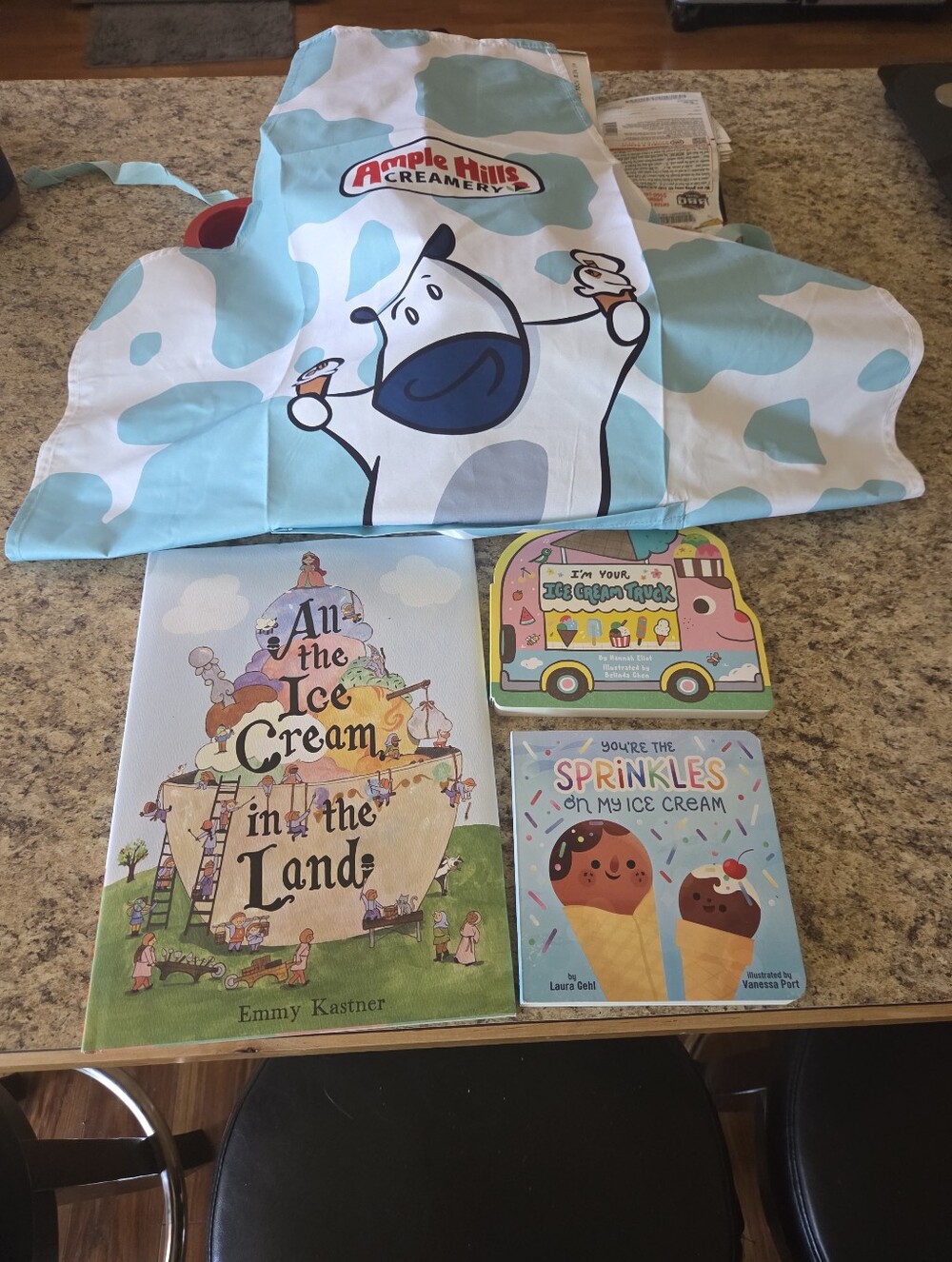 New Bundle Of Kids Ice Cream Themed Books And Apron